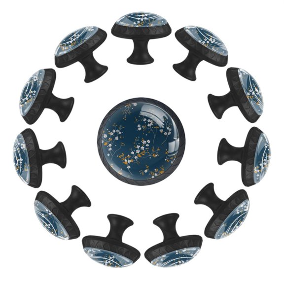 12 Pack Round Glass Drawer Knobs For Kitchen Cabinet With Screws, Small Blooming Botanical Plants Crystal Diamond Shaped Cupboard Knobs For Kitchen Office Bathroom