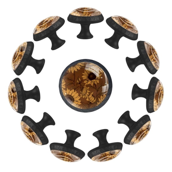 12 Pack Round Glass Drawer Knobs For Kitchen Cabinet With Screws, Sunflowers Crystal Diamond Shaped Cupboard Knobs For Kitchen Office Bathroom