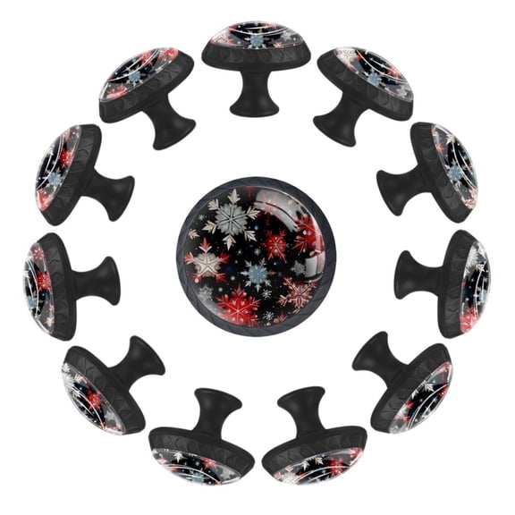 12 Pack Round Glass Drawer Knobs For Kitchen Cabinet With Screws, Christmas Snowflake Seamless Pattern Crystal Diamond Shaped Cupboard Knobs For Kitchen Office Bathroom