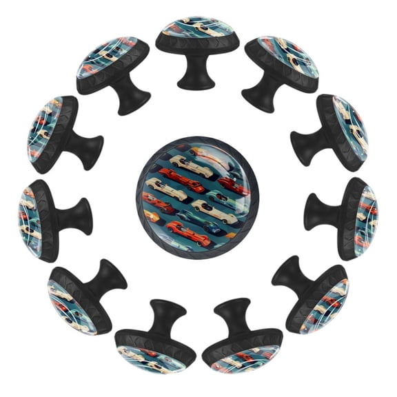 12 Pack Round Glass Drawer Knobs For Kitchen Cabinet With Screws, Cool Racing Cars Seamless Crystal Diamond Shaped Cupboard Knobs For Kitchen Office Bathroom