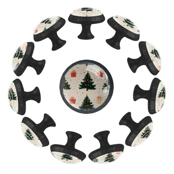 12 Pack Round Glass Drawer Knobs For Kitchen Cabinet With Screws, Cute Christmas Trees and Gift Boxes Crystal Diamond Shaped Cupboard Knobs For Kitchen Office Bathroom