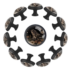 12 Pack Round Glass Drawer Knobs For Kitchen Cabinet With Screws, Funny Frog Art Moon Stars Pattern Crystal Diamond Shaped Cupboard Knobs For Kitchen Office Bathroom