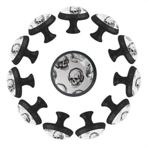 12 Pack Round Glass Drawer Knobs For Kitchen Cabinet With Screws, Funny Skulls in Earphones Seamless Pattern Crystal Diamond Shaped Cupboard Knobs For Kitchen Office Bathroom