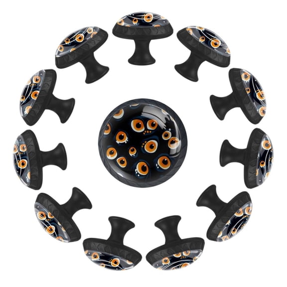 12 Pack Round Glass Drawer Knobs For Kitchen Cabinet With Screws, Halloween Cartoon Eyes Monsters Pattern Crystal Diamond Shaped Cupboard Knobs For Kitchen Office Bathroom