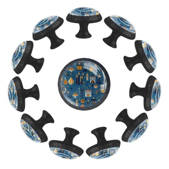 12 Pack Round Glass Drawer Knobs For Kitchen Cabinet With Screws, Hanukkah Candle Pattern Crystal Diamond Shaped Cupboard Knobs For Kitchen Office Bathroom