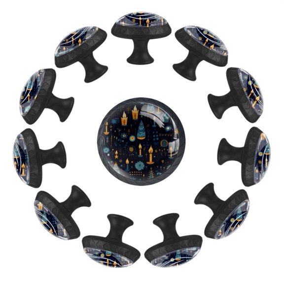 12 Pack Round Glass Drawer Knobs For Kitchen Cabinet With Screws, Hanukkah Candle Pattern Crystal Diamond Shaped Cupboard Knobs For Kitchen Office Bathroom