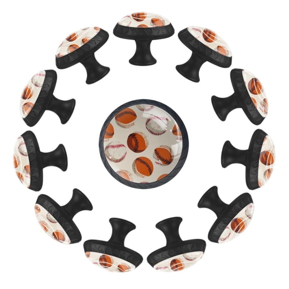 12 Pack Round Glass Drawer Knobs For Kitchen Cabinet With Screws, Seamless Baseball Pattern Crystal Diamond Shaped Cupboard Knobs For Kitchen Office Bathroom