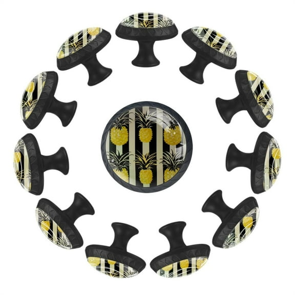 12 Pack Round Glass Drawer Knobs For Kitchen Cabinet With Screws, Vintage Striped Pineapple Pattern Crystal Diamond Shaped Cupboard Knobs For Kitchen Office Bathroom