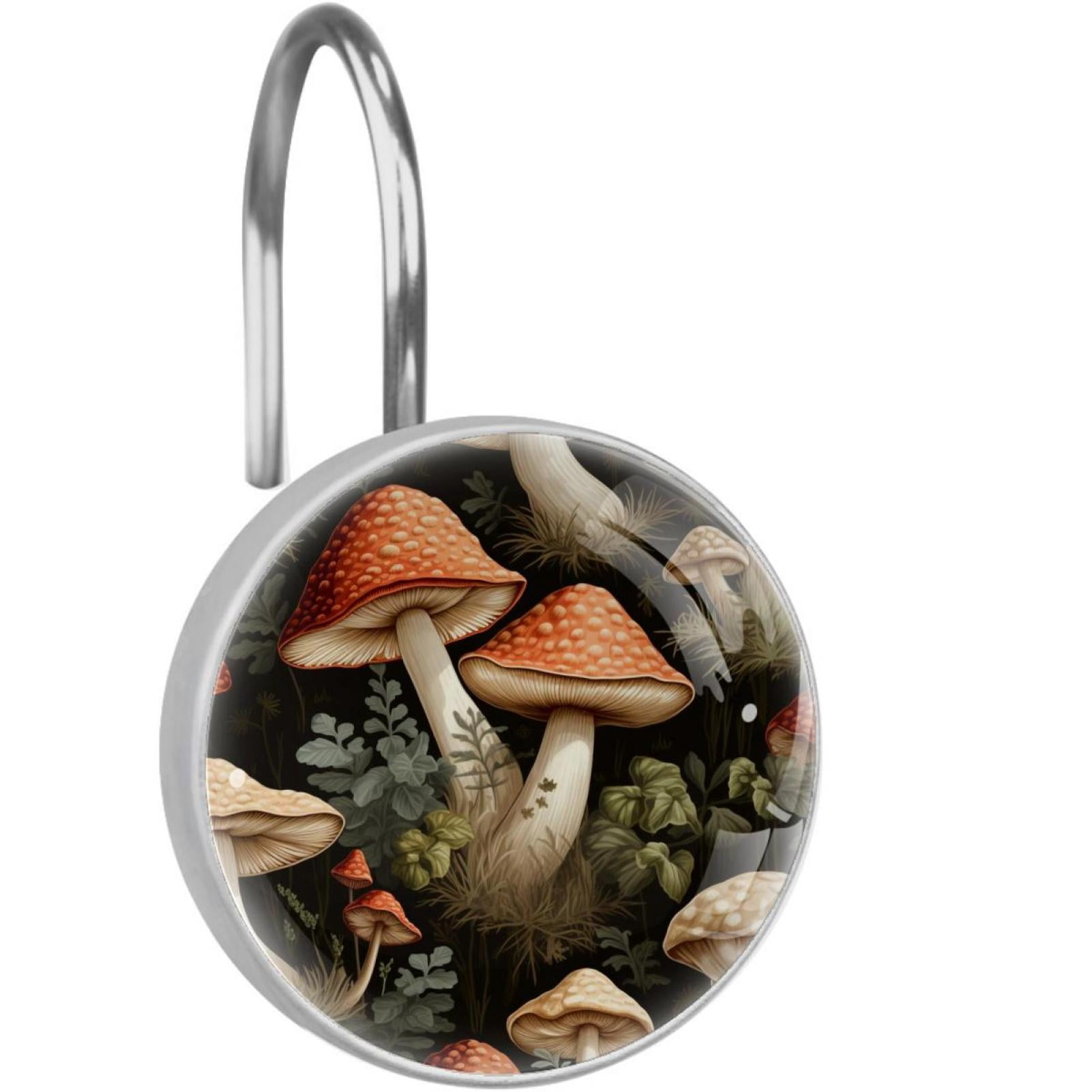 12 Pack Round Shower Curtain Hooks Crystal Glass Shower Rings Mushroom ...