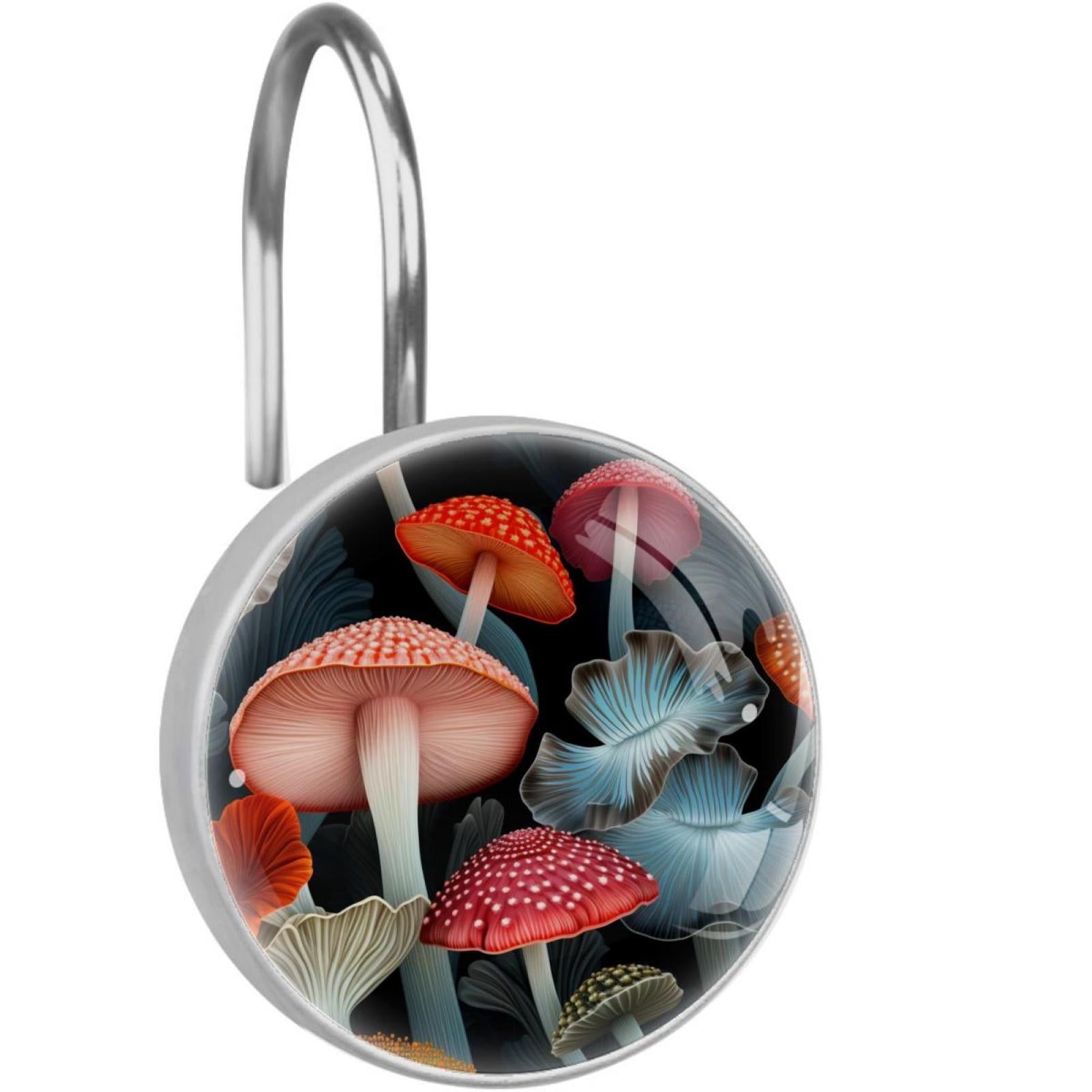 12 Pack Round Shower Curtain Hooks Crystal Glass Shower Rings Mushroom ...