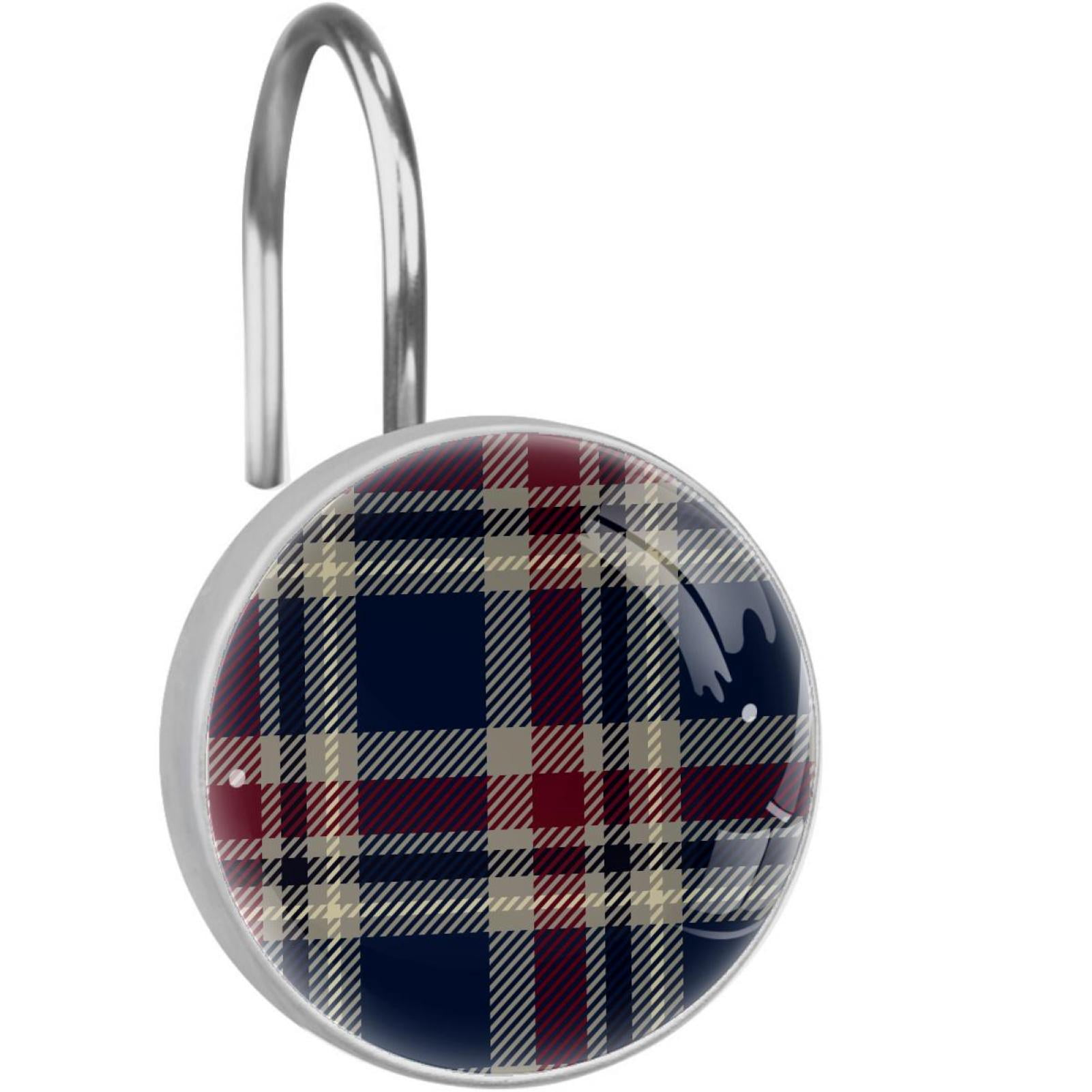 12 Pack Round Shower Curtain Hooks Crystal Glass Shower Rings Navy ...