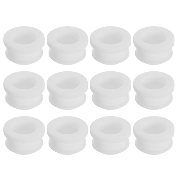 12 Pack Rubber Grommets 16mm Drill Hole, 12mm ID Hole Top Hat Grommet White Silicone Rubber Hole Plug Gasket for Wiring, Automotive