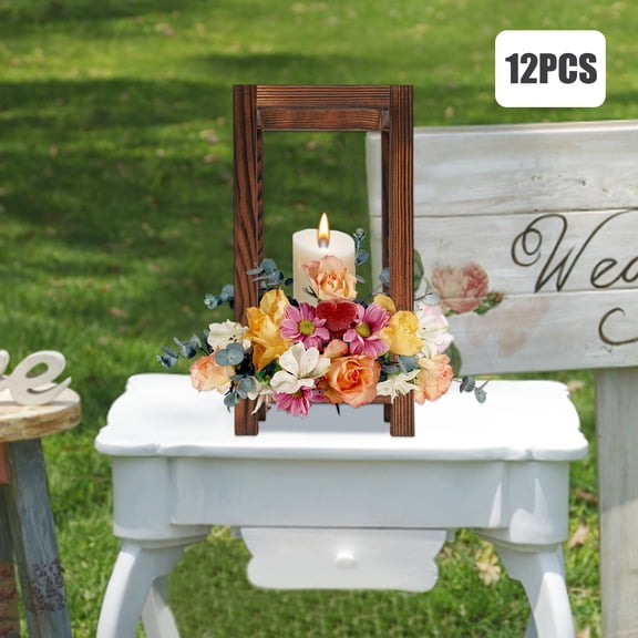 12 Pack Rustic Wooden Candle Holders, Solid Wood Table Centerpiece Stands, 10.6" Farmhouse Candle Holder Display Risers for Wedding, Party, Dining Table, Mantel, Holiday Decor, Flowers