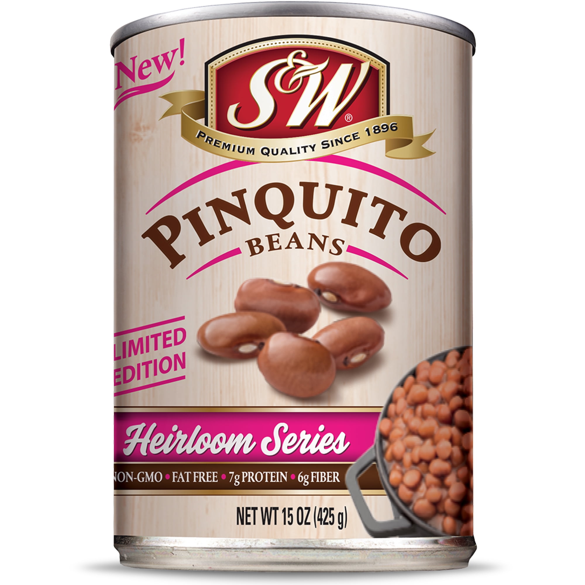 (12 Pack) S&W Canned Pinquito Beans, 15 Ounce Can, New