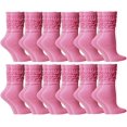 thumbnail image 1 of SOCKS'NBULK 12 Pack Womens Cotton Slouch Socks, Womans Knee High Boot Socks (Solid Pink), 1 of 7
