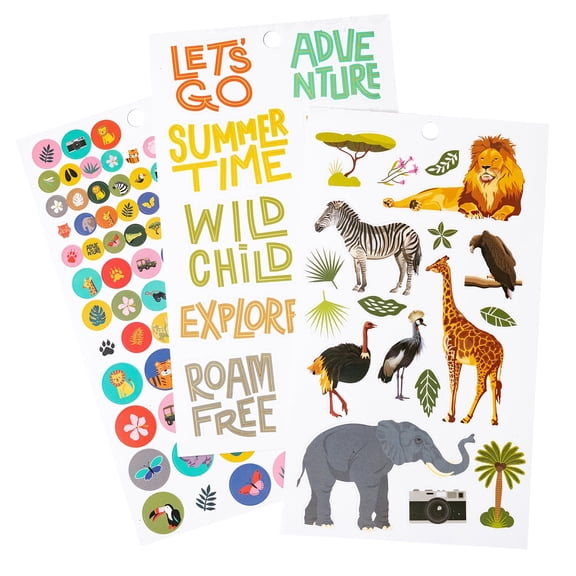 Recollections Safari Sticker Book, 12 Pack