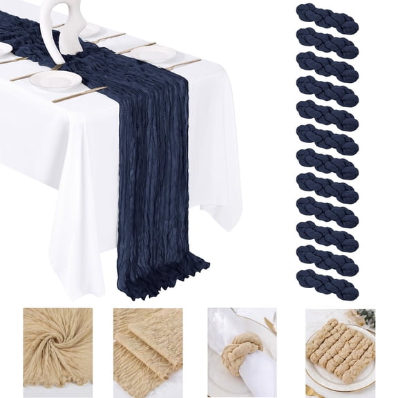 12-Pack Sage Green Cheesecloth Table Runner, 20 x 120 Inch Semi-Sheer Fabric for Wedding, Party, Baby Shower, and Rustic Table Decor