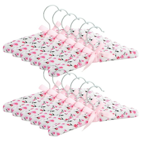 Juvale Padded Baby Clothes Hangers - Wrinkle-Free Closet Organization - Satin Padded Infant Hangers for Baby Clothes - Pink Floral Design for Nursery Decor - Pack of 12, 9.5 in, Pink Floral