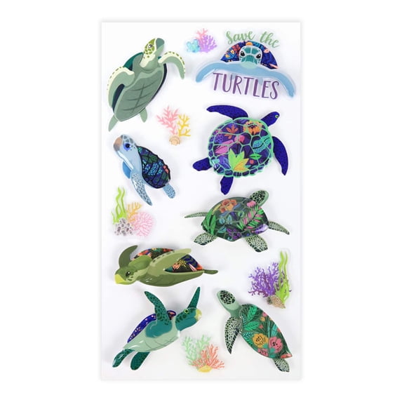 Recollections Save the Turtles Stickers, 12 Pack