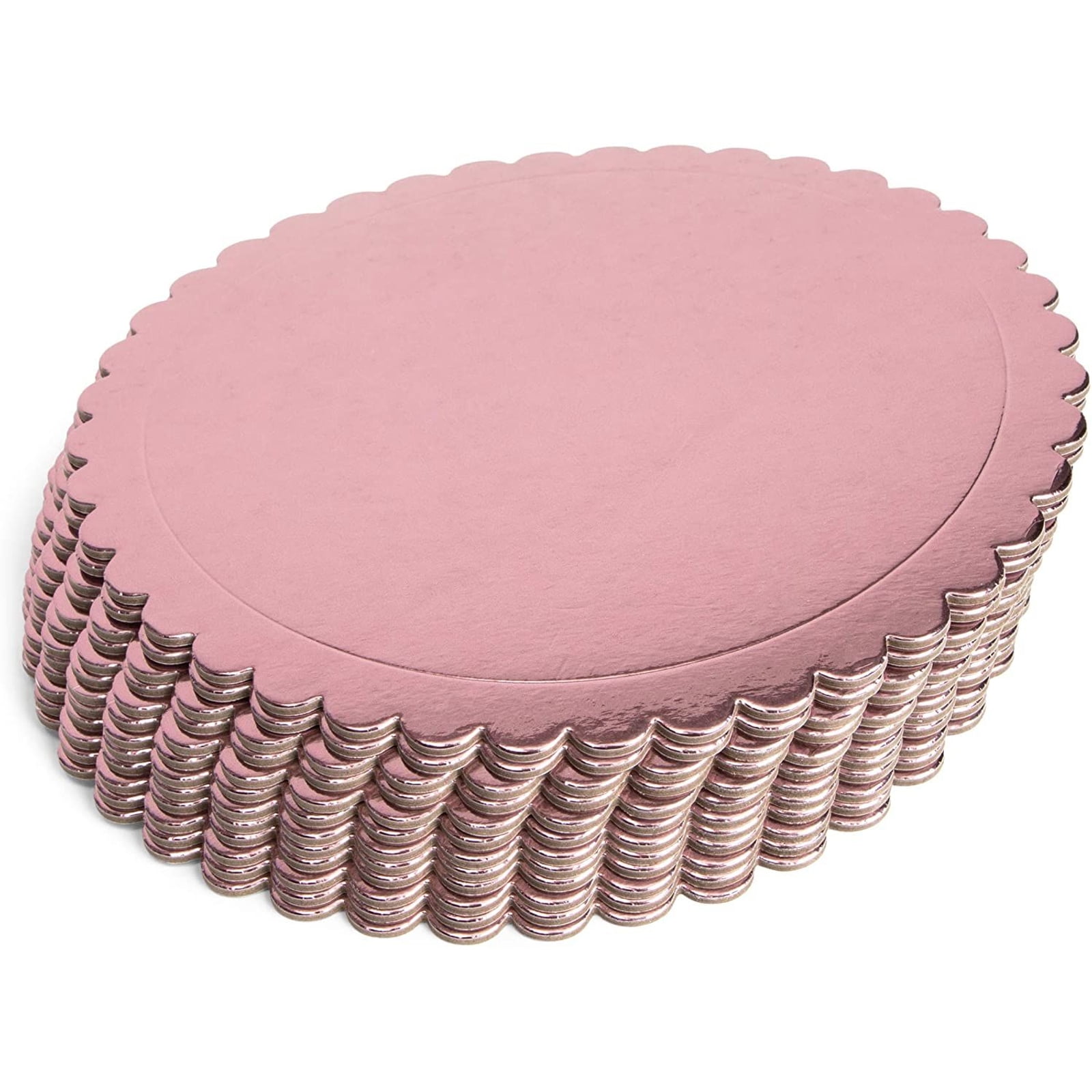 12 Pack Scalloped Cake Boards, 8 inches Round Cardboard Cake Base, Rose