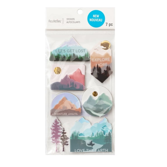 Recollections Scenic Mountain Stickers, 12 Pack