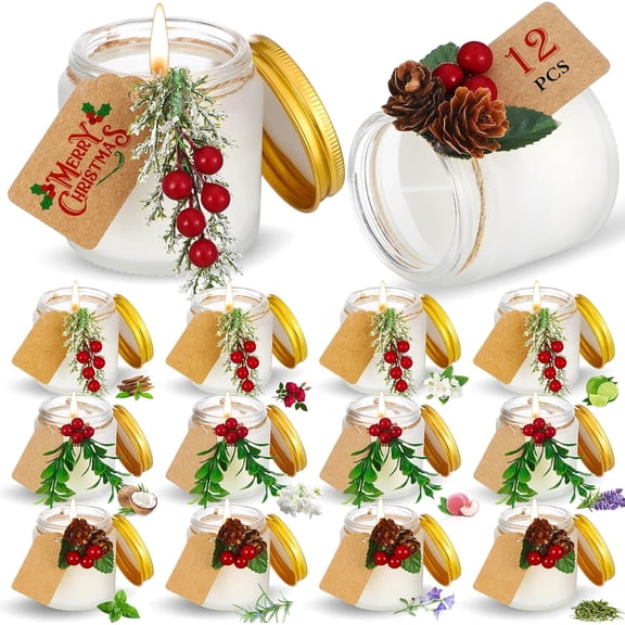 Pack of 12 Scented Candles for Women, Table Centerpiece Aromatherapy, Holiday Home Decor Gifts