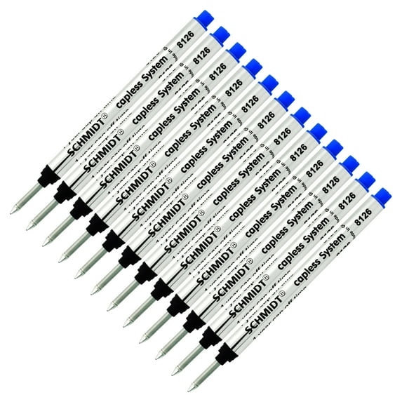 12 Pack - Schmidt 8126 Capless Rollerball - Blue Ink, Fine Tip 0.6mm