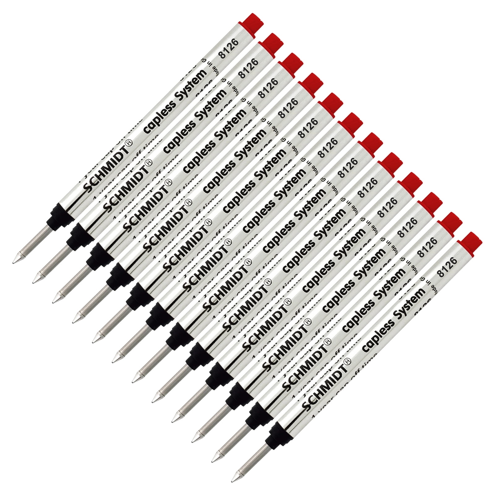 12 Pack - Schmidt 8126 Capless Rollerball - Red Ink, Fine Tip 0.6mm