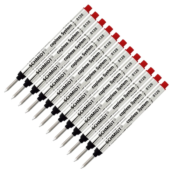 12 Pack - Schmidt 8126 Capless Rollerball - Red Ink, Fine Tip 0.6mm
