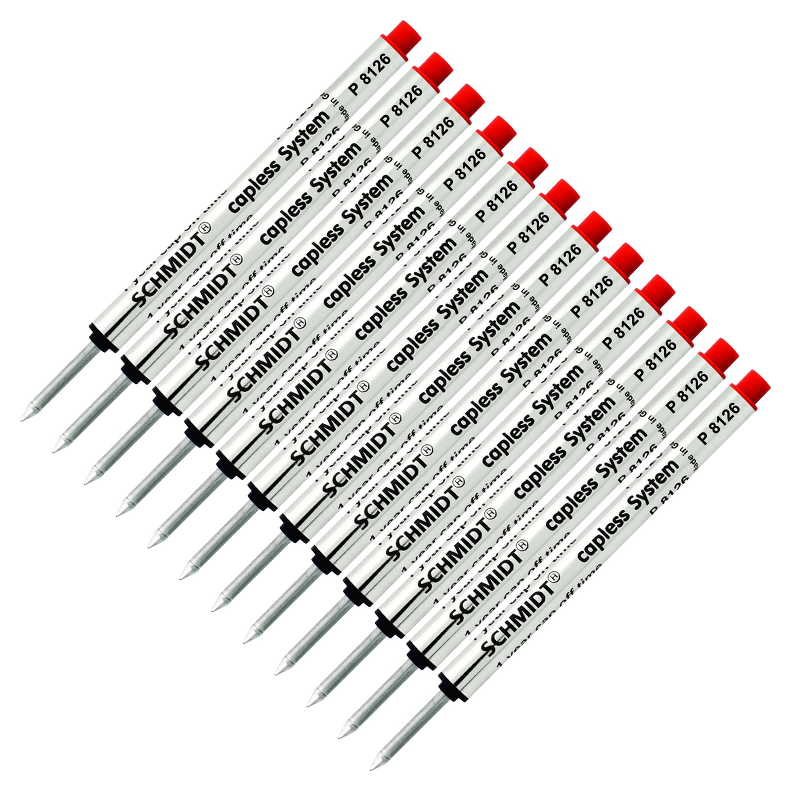 12 Pack - Schmidt P8126 Capless Rollerball - Red Ink, Fine Tip 0.6mm