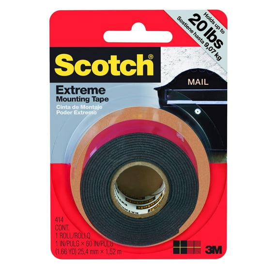 Scotch Extreme Mounting Tape, 1" x 60", 12 Pack