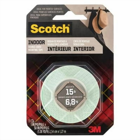 Scotch Heavy Duty Mounting Tape, 1" x 50", 12 Pack