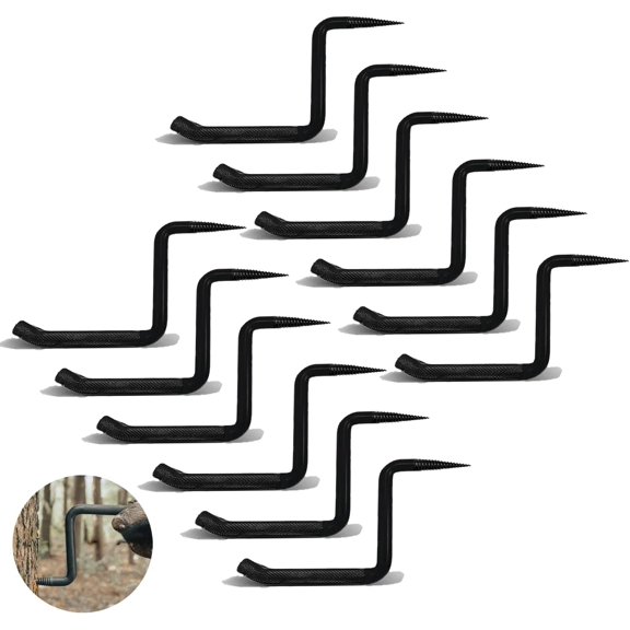 12 Pack Screw in Tree Steps for Hunting 5 Inch Tree Steps for Climbing, Tree Climbing Screw in Steps for Hunting, with Slip-Resistant knurling Pattern