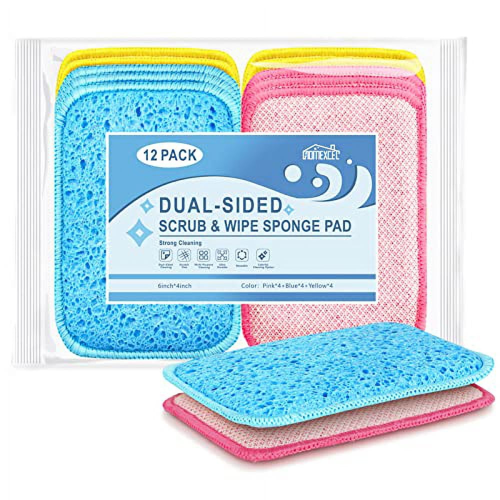 12 Pack Scrub & Wipe Cloths, DualSided Sponges for Kitchen, All