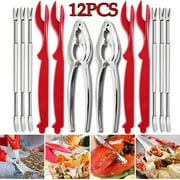 12 Pack Seafood Tools Crab Crackers Nutcracker Fork Set Bottle Opener Shellfish Lobster Leg Knife Kitchen Accessories