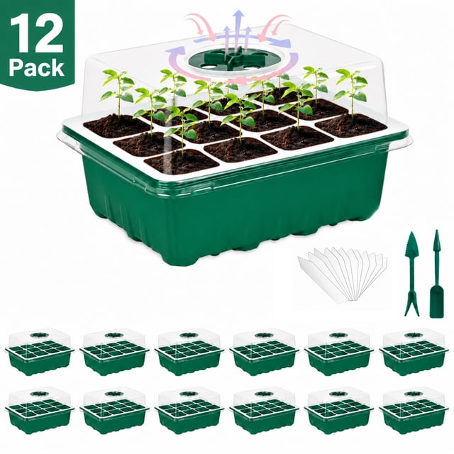 12 Pack Seed Starter Tray （144 Cells）, Seed Starter Kit for Indoor ...