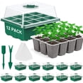 thumbnail image 1 of 12 Pack Seed Starter Tray Kit (144 Cells Total Tray) with Humidity Adjustable Dome, for Seeds Growing Starting Plant Germination Trays, Mini Green House Trays., 1 of 4