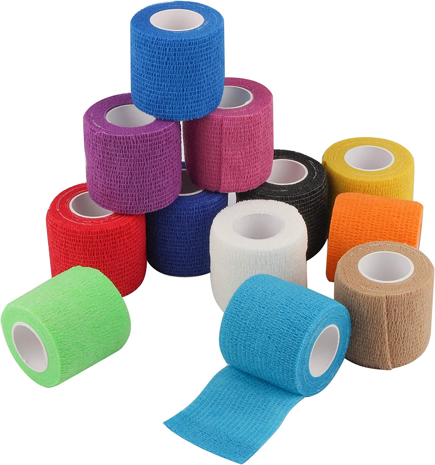 6 Pack, Self Adherent Cohesive Tape - 1 2 3 x 5 Yards Combo Pack, Self  Adhesive Bandage Rolls & Sports Athletic Wrap for Ankle, Wrist, Sprains and