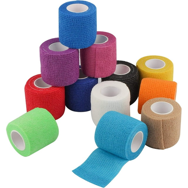 12 Pack Self Adherent Cohesive Wrap Bandages 2 Inches X 5 Yards, First