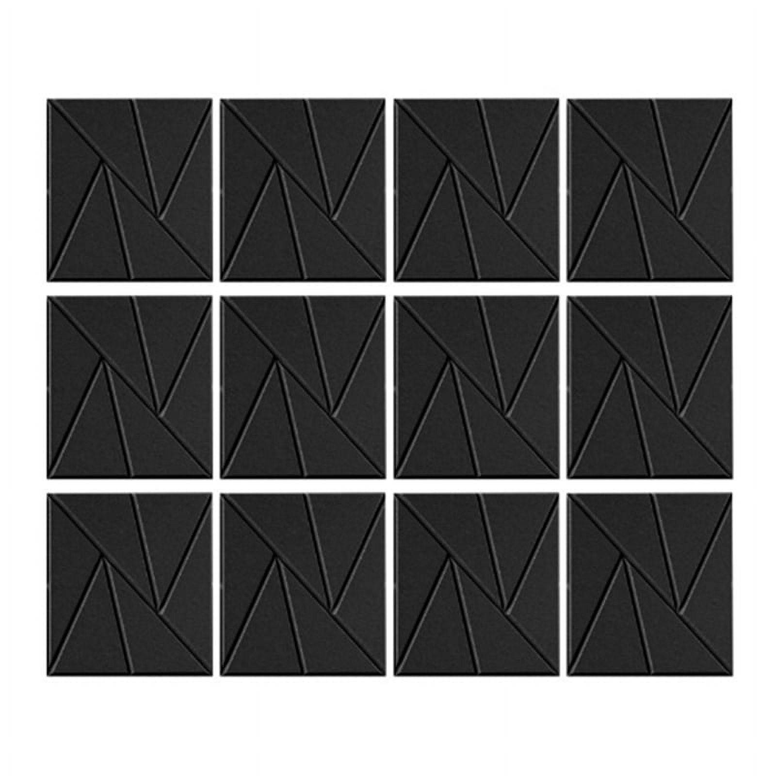 12 Pack Self Adhesive Acoustic Panels 11.8inch X 11.8inch Sound Proof Foam Panels (Black)