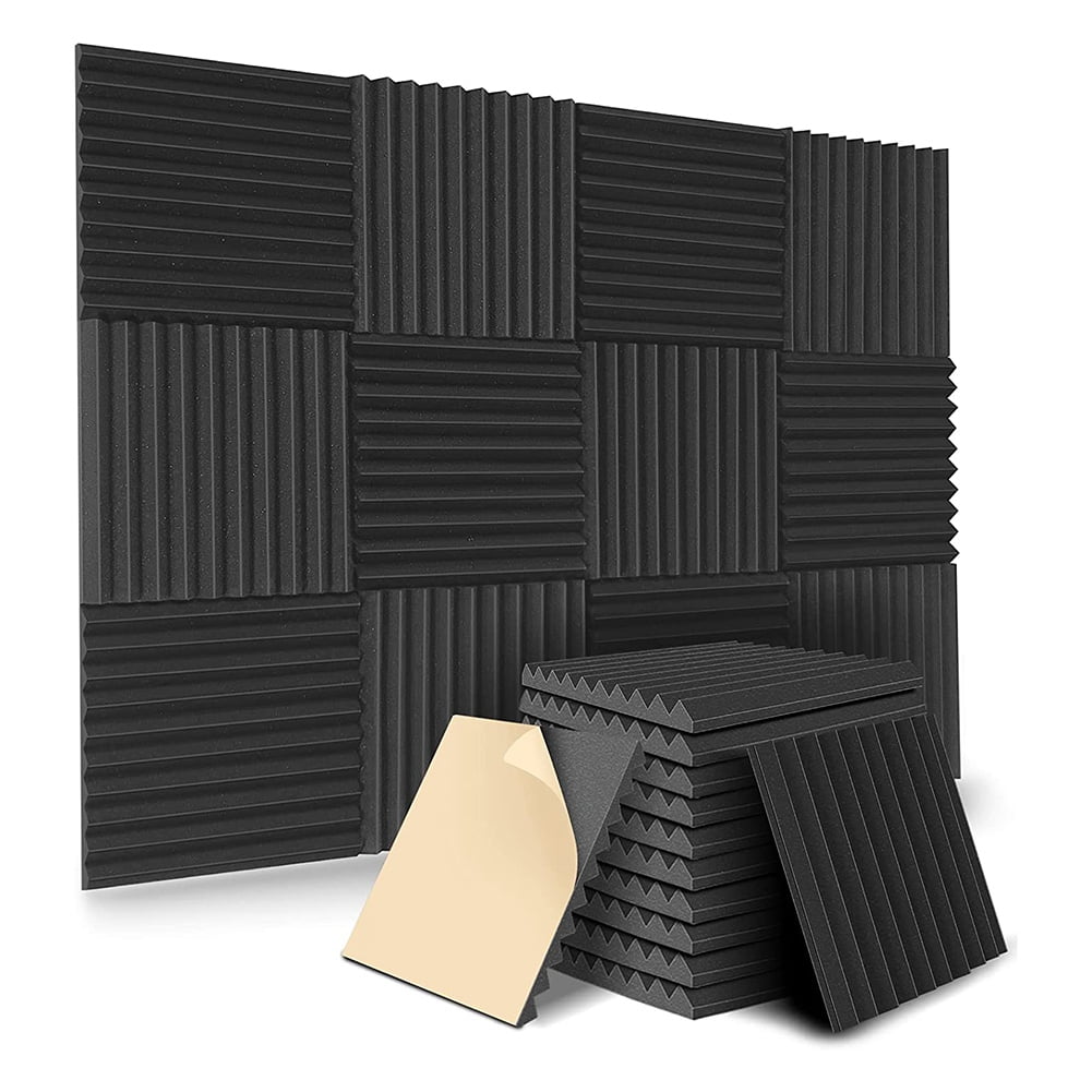 Juwacoo Black Triangular Soundproof Rated Egg Foam 12" x 12" Acoustic Damper (12 Counts