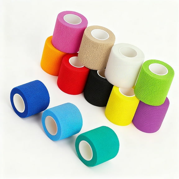12 Pack Self Adhesive Bandage Wrap Breathable Cohesive Bandages 2'' X 5 Yards Athletic Elastic Cohesive Tape for Finger, Wrist, Ankle, Vet Wrap