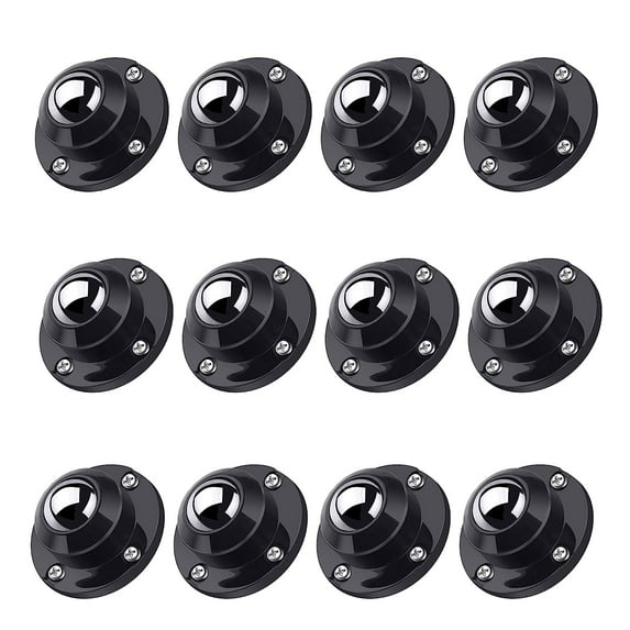 12 Pack Self Adhesive Caster Wheels 1 Inch for Furniture, Load Capacity 28LBS Per Wheel, Low Profile Swivel Wheels for Small Appliance Storage Box