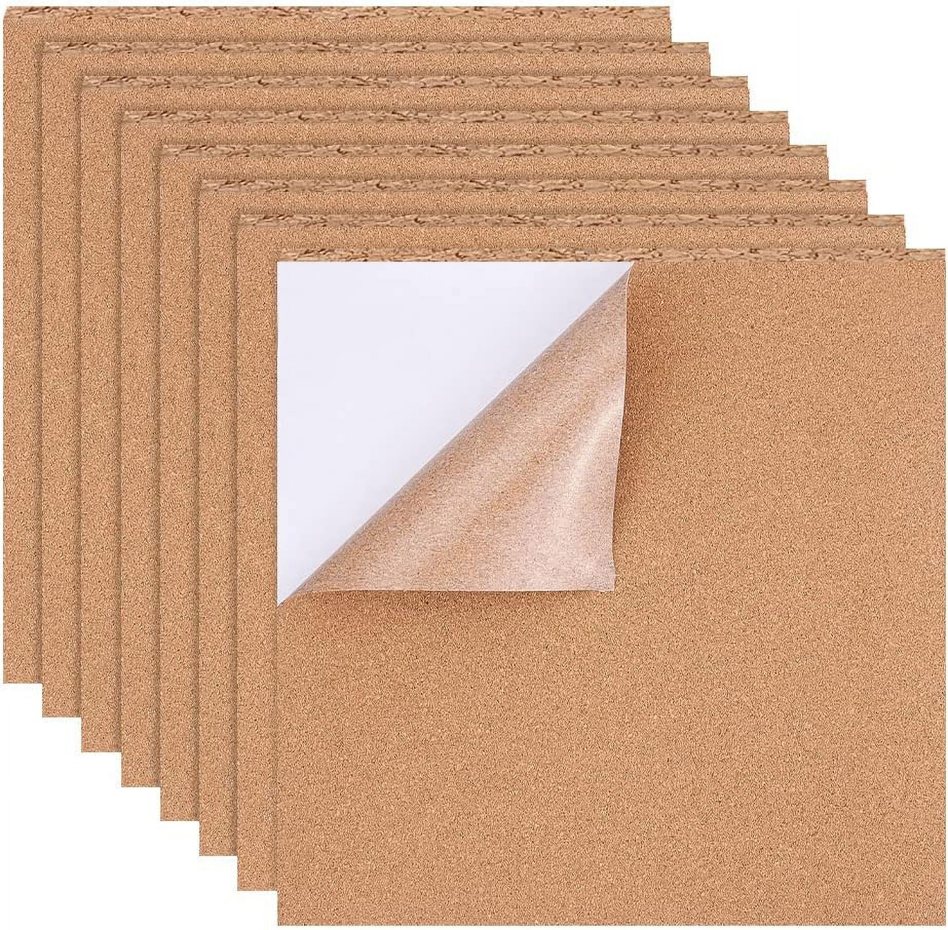 12 Pack Self-Adhesive Cork Sheets(1mm thick) Cork Tiles Cork Mat 11.8x11.8Inch with Adhesive Back for Wall Decoration Party and DIY Crafts