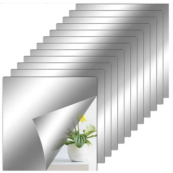 12 Pack Self-Adhesive Flexible Mirror Tiles 6X6 Inch, Diy Acrylic Wall Stickers For Home Decor, Cuttable Shatterproof Sheets