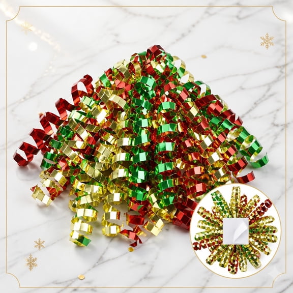 12 Pack Self Adhesive Metallic Curly Ribbon Bows,Tutuviw Shiny Curly Pull Bows, Metallic Christmas Bow for Christmas Gift Wrapping Present Decoration, Holiday Gift Decor Bows (Red-Green-Gold)