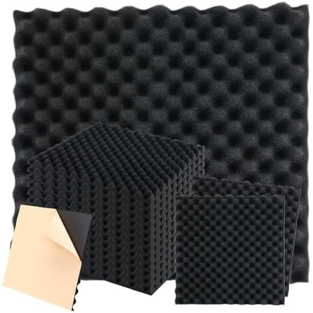 12 Pack Self-adhesive Acoustic Panels, 20"x20"x1" Sound Proof Foam Tiles, High Density Fireproof Studio Wall Panels for Noise Absorption in Studio, Home Office, KTV$$Music