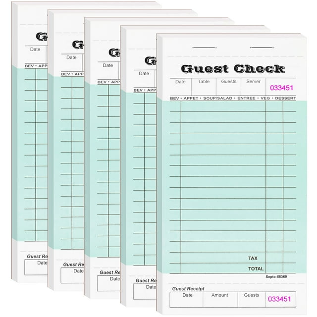 12 Pack Server Note Pads, Guest Check Books for Waiter, Receipt Form