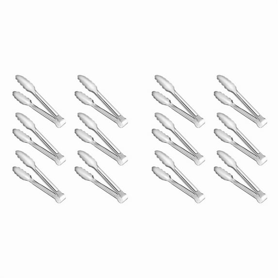12 Pack Serving Tongs Kitchen Tongs, Buffet Tongs, 304 Stainless Steel Food Tong Serving Tong, Small Tongs, Silver 7Inch