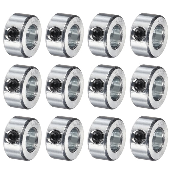 12 Pack Set Screw Collars 5/16" Bore Carbon Steel Shaft Collars, 5/8" OD